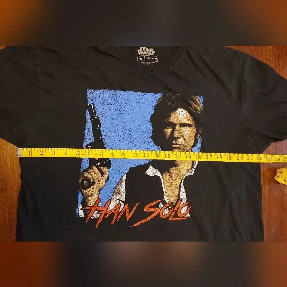 Star Wars Men’s Size XL T-Shirt Han Solo Fifth Sun Black Graphic Tee 100% Cotton - Picture 4 of 6